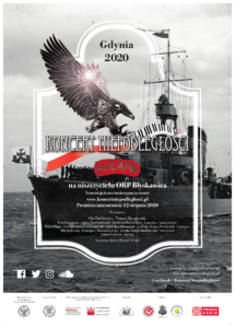 Plakat Koncertu Niepodległości "Poland" na ORP Błyskawica.